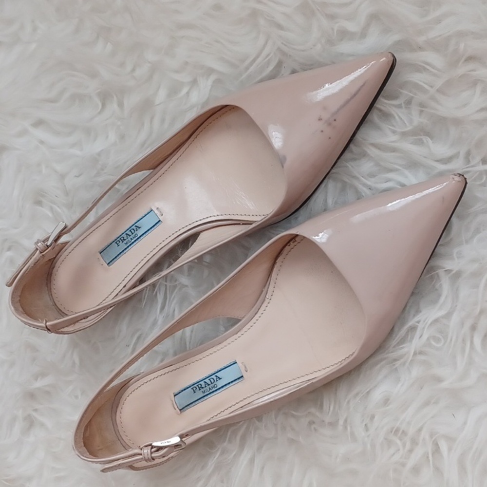 Prada Blush Patent Leather Slingback Flats